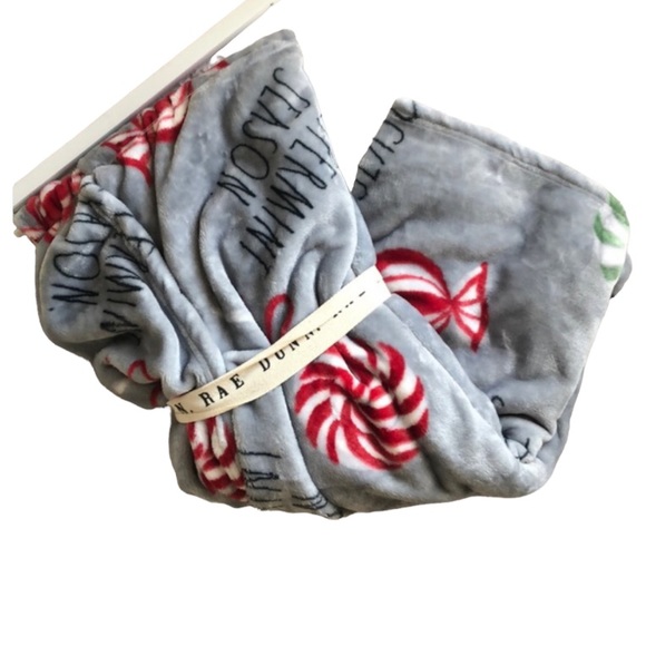 Rae Dunn PEPPERMINT SEASON Plush Throw Blanket - Picture 1 of 8